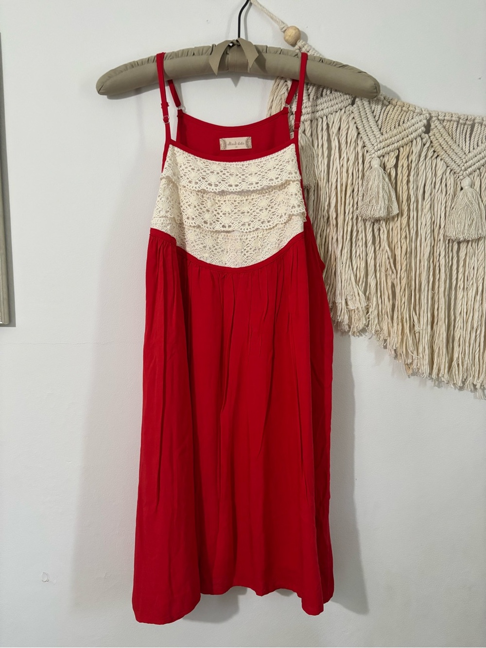 Altar'd State Red Dress with Cream Crochet Bodice